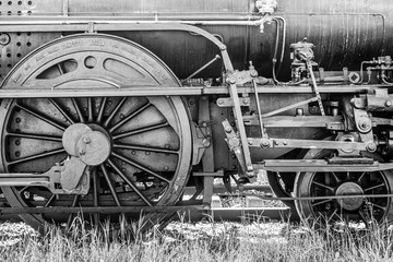 old train wheels of steam locomotive