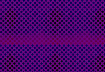 Abstract dark purple dots composition with lighter tone in the middle on a purple background.