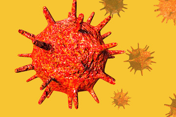 Coronavirus 2019 COVID-19 outbreak. Biology science 3d rendering.