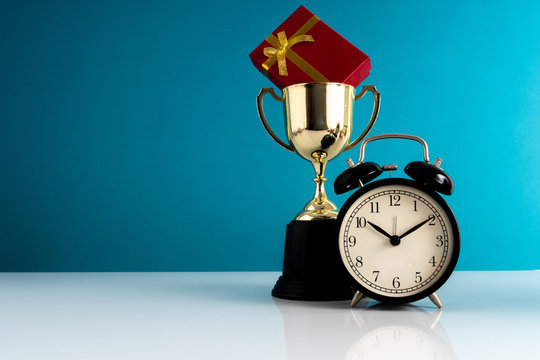 Trophy and present  with competition concept.
