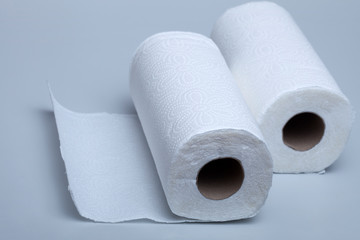rolls of  paper towel on white background