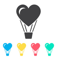 Heart hot air balloon multi color icon set. Simple glyph, flat vector of wedding icons for ui and ux, website or mobile application