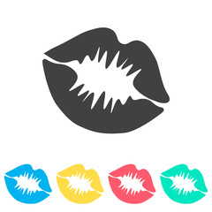 Woman lips multi color icon set. Simple glyph, flat vector of wedding icons for ui and ux, website or mobile application