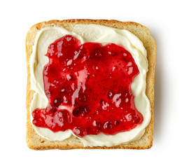 toasted bread with cream cheese and jam