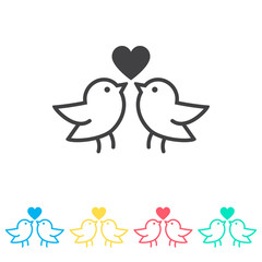 Love bird multi color icon set. Simple glyph, flat vector of wedding icons for ui and ux, website or mobile application