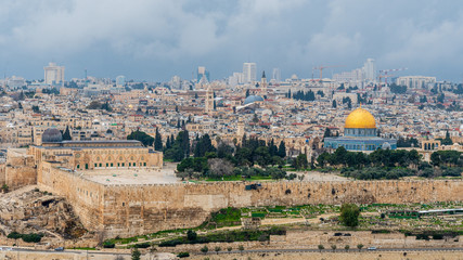 Panoramic view of Jerusalem from the Mount of Olives