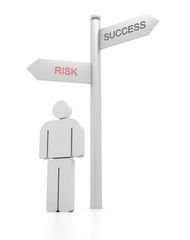 Abstract directions, human choices and risk management theme, original 3d rendering