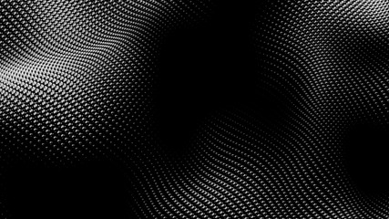 Dot white black wave technology texture background. Abstract big data digital concept. 3d rendering.