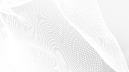 Fototapeta premium Dot white gray wave light technology texture background. Abstract big data digital concept. 3d rendering.