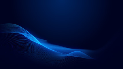 Dot blue wave light screen gradient texture background. Abstract ai technology big data digital background. 3d rendering.