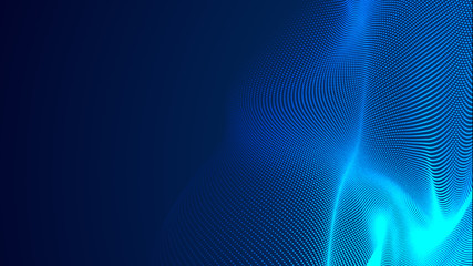 Dot blue wave light screen gradient texture background. Abstract technology big data digital background. 3d rendering.