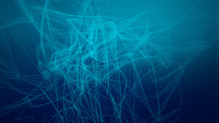 High tech blue wave dark background. Abstract technology big data digital background. 3d rendering.