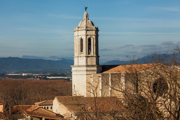 Gerona cathedral is a historic catalonia church. Ancient european crystian church