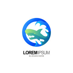 animal logo shark and sea template