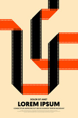 Movie and film poster design template background modern vintage retro style