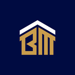 Initial Letters BM House Logo Design