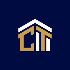 Initial Letters CT House Logo Design
