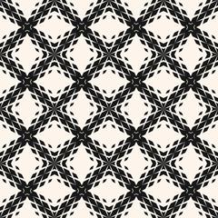 Vector geometric seamless pattern with fading rhombuses, diamonds, net, grid, repeat tiles. Halftone gradient transition effect. Black and white background. Modern abstract monochrome halftone texture