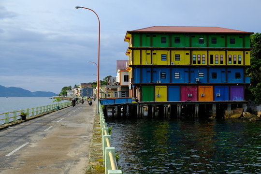 Anambas Islands Indonesia - street view Terempa city on Siantan Island