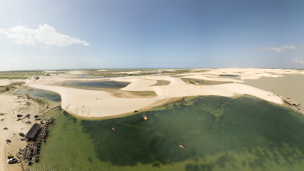 Aerial image of the Tatajuba lagoon, on the west coast of Jericoacoara in the state of Ceará, Brazil
