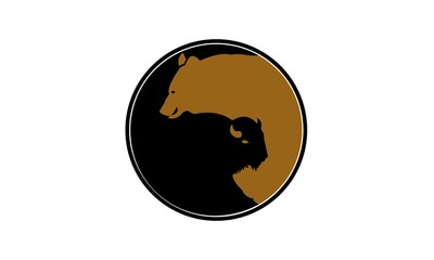 Obraz premium Bear and bull simple illustration vector
