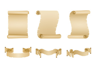 set of vintage scrolls and  parchments