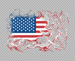 American USA flag abstract wavy, grunge, smoky effect. Vector illustration, template on an isolated background.