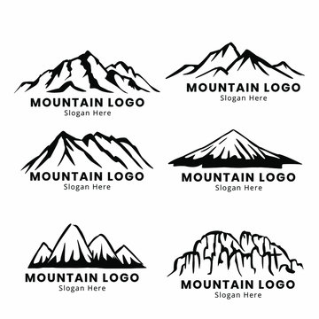 set of the mountains illustrations isolated on white background. Design elements for logo, label, emblem, sign, brand mark. Vector illustration.