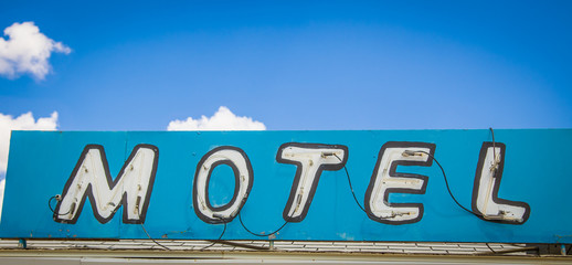 old neon motel sign in the USA