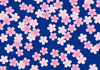 桜　和柄　背景　青