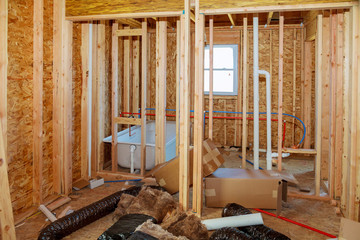 Construction work, water pipe pumping systems for bathroom