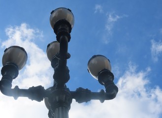 street lamp on blue sky