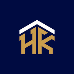 Initial Letters HK House Logo Design