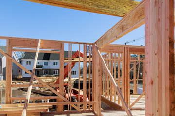Wooden house roof residential construction home framing