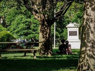 The couple on the statehouse lawn