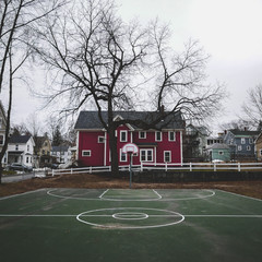 Basketball court by the house
