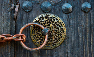 old wooden door handle