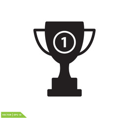 Trophy icon vector logo template flat trendy