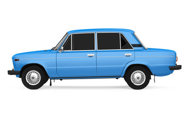 Blue Vintage Car Isolated