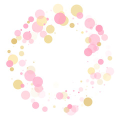 Rose gold confetti circle decoration for wedding invitation card. 