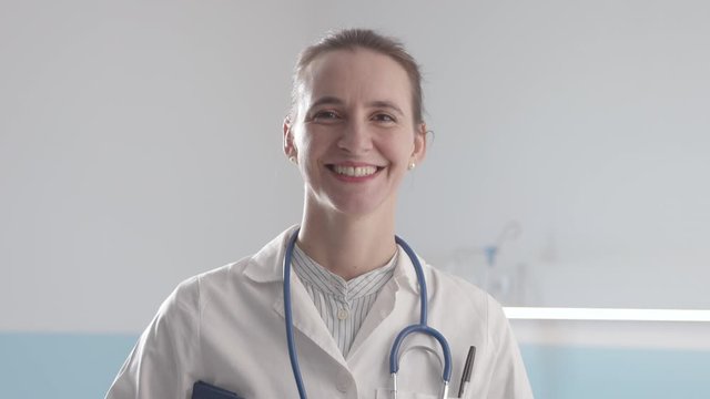 Portrait of a professional female doctor working at the hospital