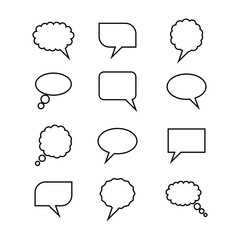 Fototapeta premium Icon set.Speech bubble sticker icons set.Contours of speech bubble stickers.Flat