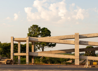 Fototapeta premium Construction of a pedestrian walkway on a federal highway in southern Brazil