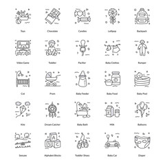  Pack Of Childhood Doodle Icons 