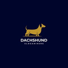 Vector Logo Illustration Dog Silhouette Style.