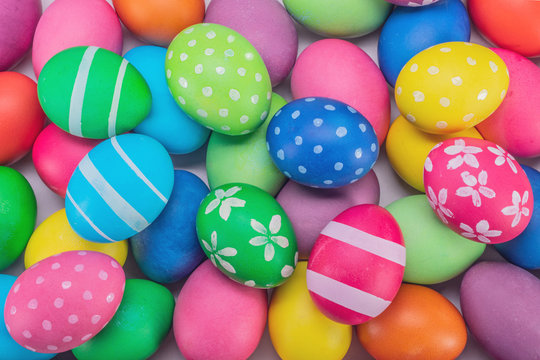 easter eggs multicolored close up background 