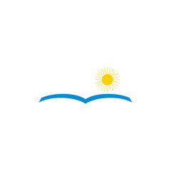 Fototapeta na wymiar sea and sun book shape symbol logo vector