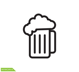 Beer glass icon vector logo design template