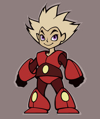Cartoon illustration of a cute anime robot boy