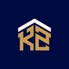 Initial Letters KZ House Logo Design